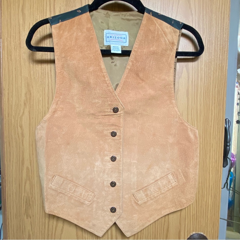 The Original Arizona Company vintage camel colored suede Western style vest